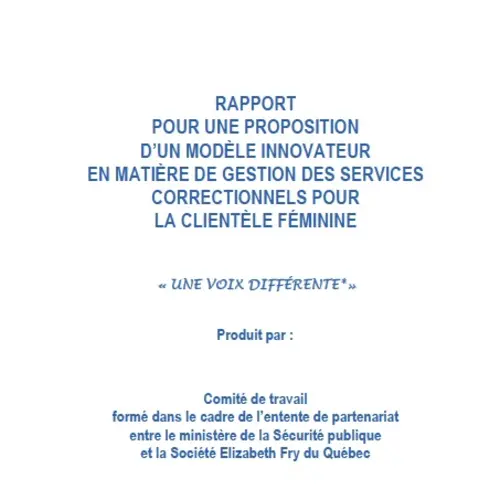 Page de couverture du rapport