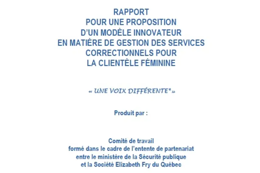 Page de couverture du rapport